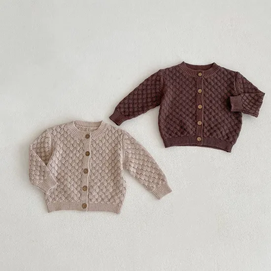 Spring Autumn Boys Girls Baby Fish Scale Knitted Cardigan Cotton Long Sleeve Newborn Sweater