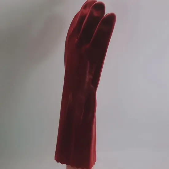 Nmsafety Long Cuff Red PVC Oil & Water Proof Glove