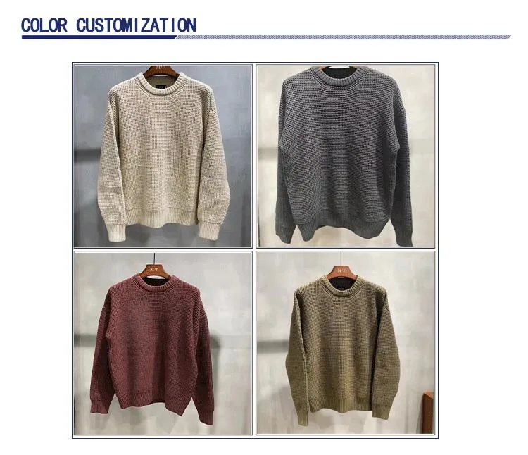 Youth Men&prime; S Spring Knitwear O-Neck Pullover Pure Color Casual Warm Sweater