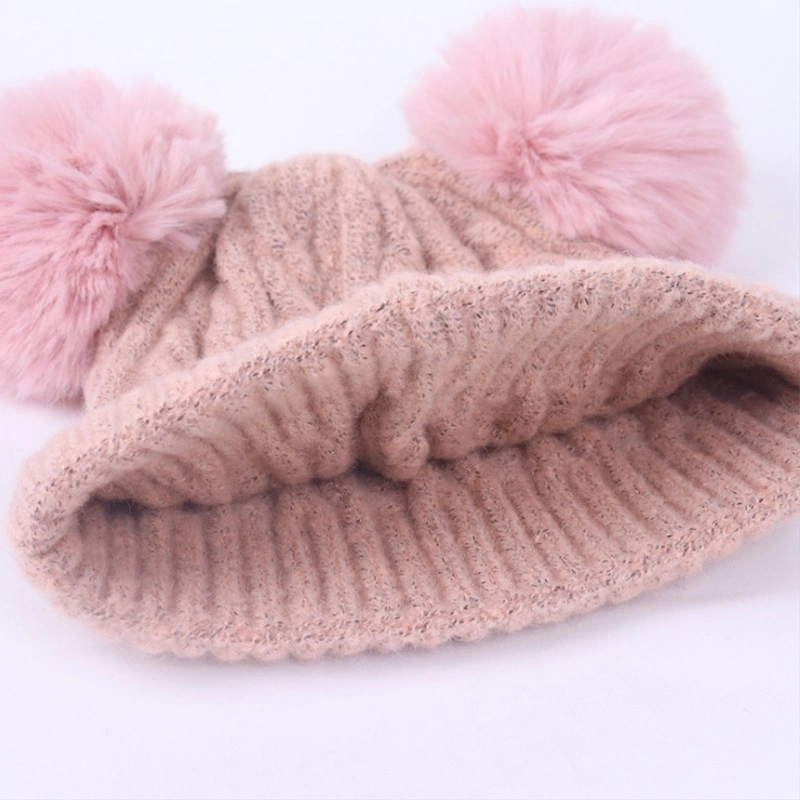 Boy Gril Custom Winter Warm Kids Cap Baby Knitted with POM Beanie Hat