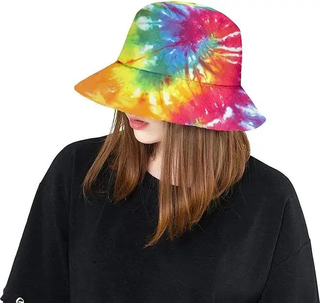 Tie Dye Unisex Reversible Fashion Print Bucket Hat Double-Side-Wear Fisherman Summer Sun Cap