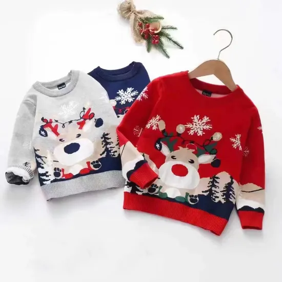 New Arrivals China Manufacturer Kid′s Ultra Soft Knitted Pull Over Crew Neck Knitwear Christmas Sweater Winter Woolly 