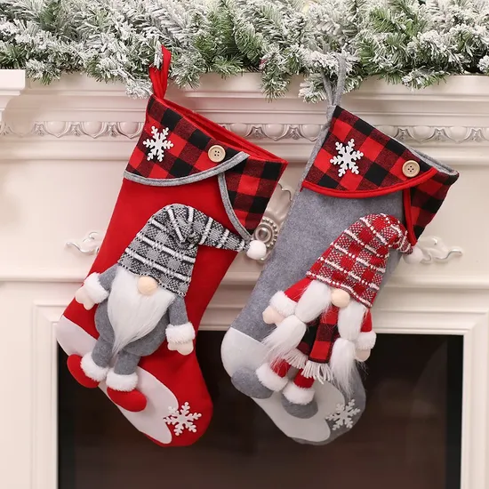 46cm Knitted Wool Home Wall Decoration Candy Bag Socks Diamond Gift Bag Socks Hanging Christmas Socks 