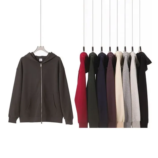 420 GSM 100% Cotton Oversized French Terry Custom Zip up Hoodie 