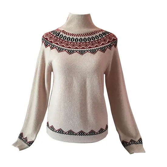 Jacquard Christmas Sweater Long Sleeve Vintage Unisex Pullover Cashmere Sweater. 