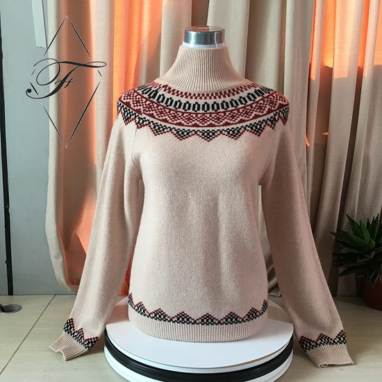 Jacquard Christmas Sweater Long Sleeve Vintage Unisex Pullover Cashmere Sweater. 