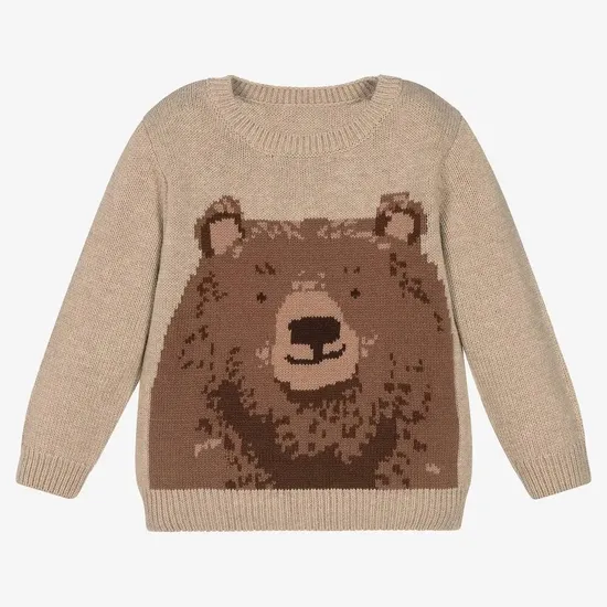 Adorable Red Christmas Jacquard Pattern Long Sleeve Sweater for Kids 