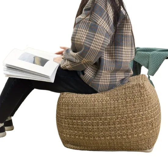 Promotional Handmade Woven Foot Stool Soft Knitted Cotton Linen Accessory Home Decoration 