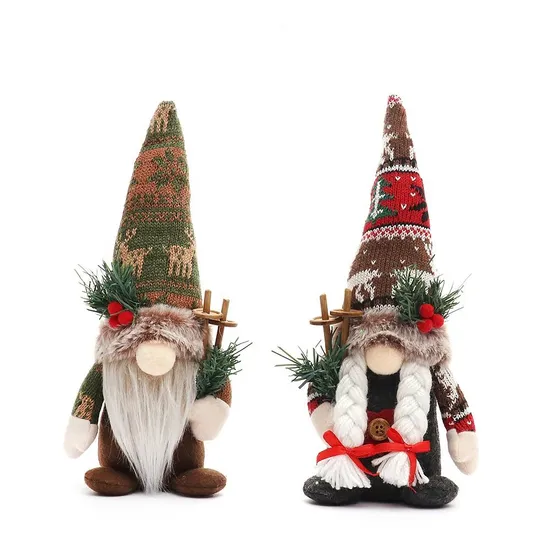 New Product Hot Sale Christmas Style Knitted Hat Faceless Doll Decoration 