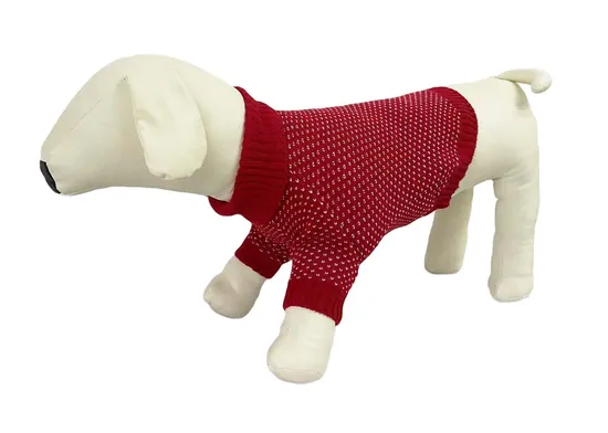 Aldi Christmas Holiday Red Jacaquard Knitted Dog Pet Turtleneck Sweater 