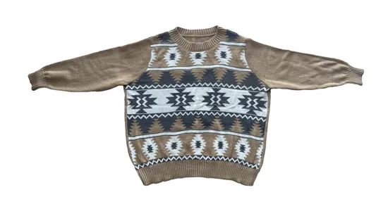 Fashion Christmas Warm Unisex Brown Retro Pullover Acrylic Knitted Sweater 