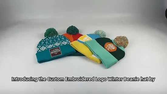 Custom Logo Winter Beanie Hat with POM