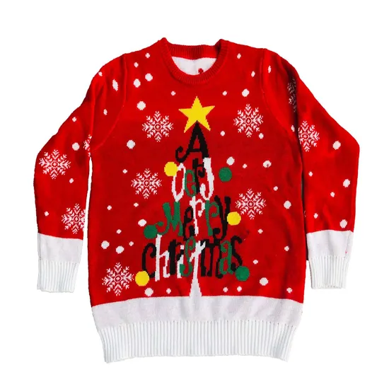 Unisex Funny Christmas Snowflake Jacquard Pullover Acrylic Ugly Knit Sweater 