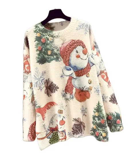 2024 New OEM Hot Selling Printed Knit Christmas Sweater Women 