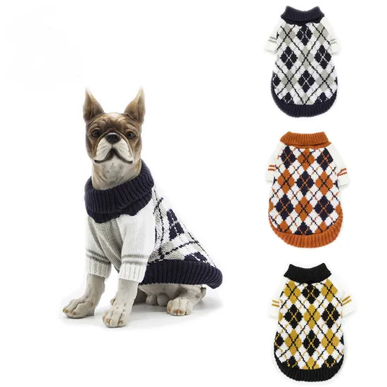 Ufbemo Knitted Warm Dog Sweatshirt Winter Clothes Knitwear Outfit Pet Sweater 