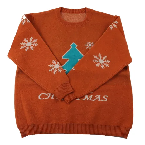 Customized High Quality Casual Adult Jacquard Knitwear Family Unisex Crewneck Men Ugly Christmas Sweaters 