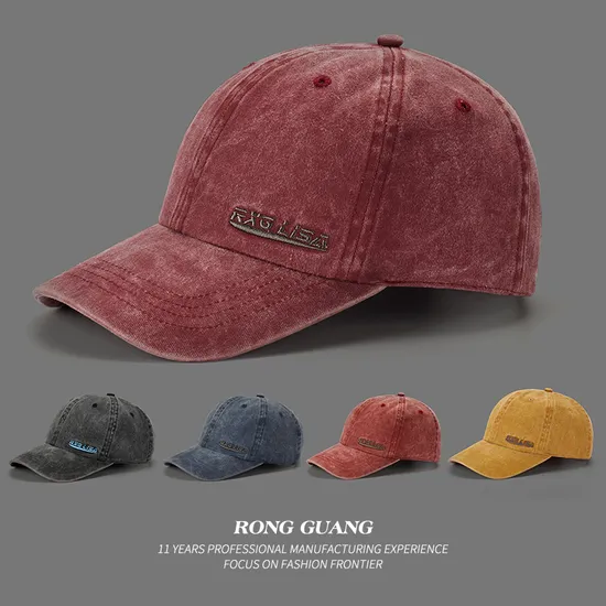 Wholesale Fashion Cotton 6 Panel Vintage Letter Embroidery Dad Washed Baseball Hat for Men Women Summer Hat 