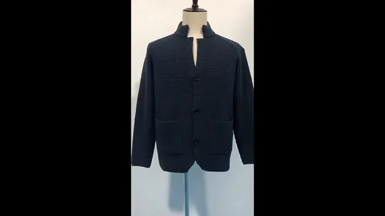 Custom Long Sleeve Jacquard Knitted Stripe Polo Neck Knit Men′s Sweater Warm Soft Oversized Fashion Sweater 