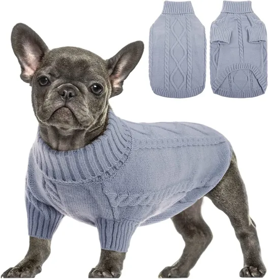 Solid Colored Cable Knitwear Chic Look Pet Sweater 