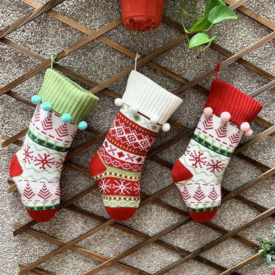 Wholesale Colorful Christmas Knitted Socks for Home Decoration 